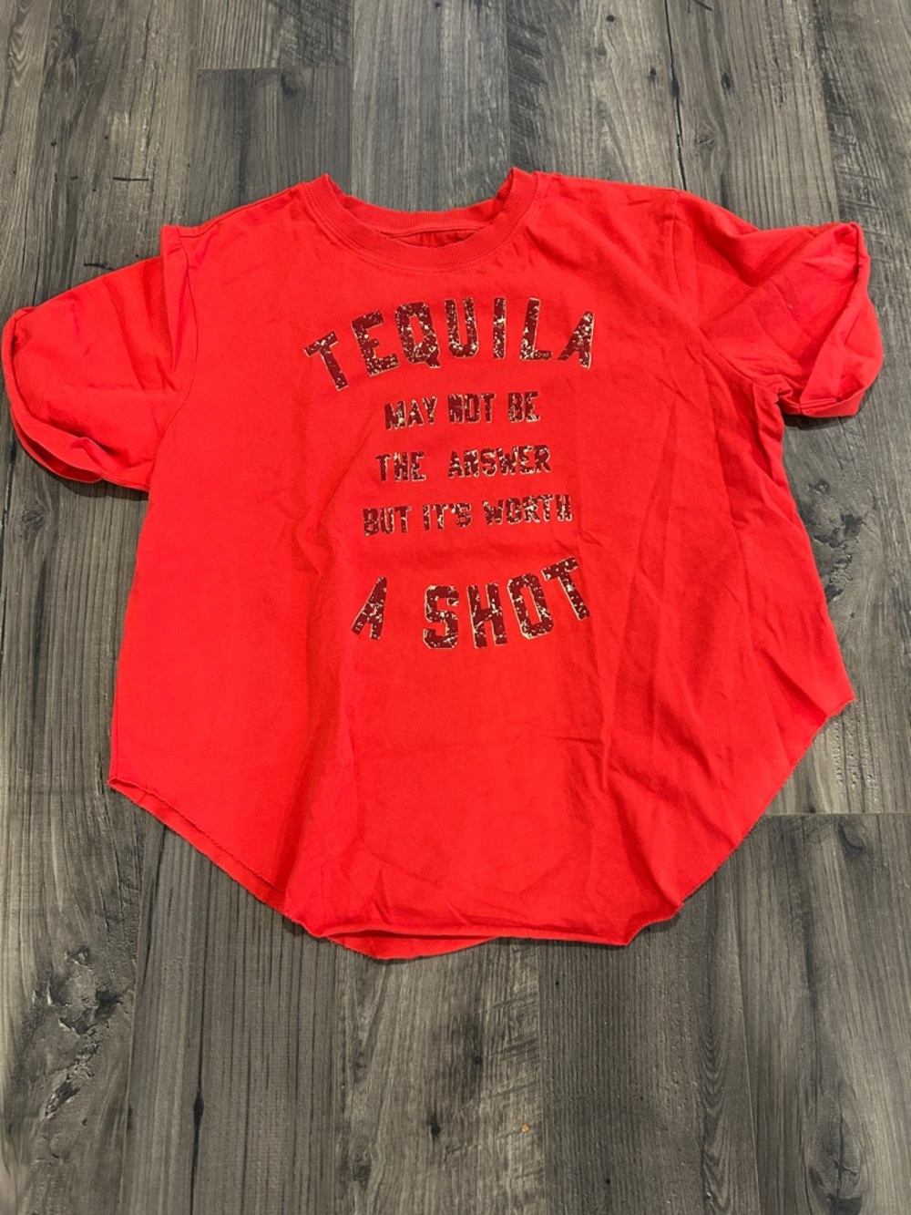 Idyllwind Bright Red Graphic Short Sleeve Tee - 'Tequila' Slogan